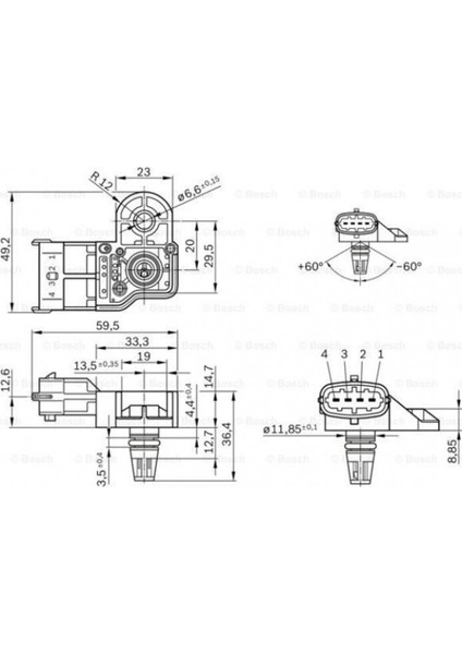 0281002437 Emme Basinç Sensörü Doblo-Punto-Fiorino-Linea 1.3mtj 05 Astra J-Corsa D-1.4-2.0cdti- Cruze 11 0281002845