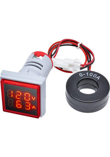 Ac 20-500V 100A Kare Dijital Voltmetre Ampermetre 220V Kırmızı