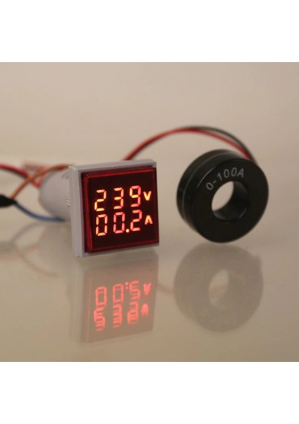 Ac 20-500V 100A Kare Dijital Voltmetre Ampermetre 220V Kırmızı