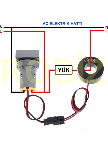 Ac 20-500V 100A Kare Dijital Voltmetre Ampermetre 220V Kırmızı