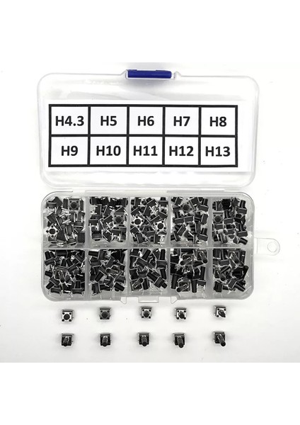 200 Adet 6X6MM Tact Buton Set 10 Farklı Yükseklikte 4 Pin Dokunmatik Anlık Basmalı Düğme Anahtar