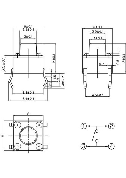 200 Adet 6X6MM Tact Buton Set 10 Farklı Yükseklikte 4 Pin Dokunmatik Anlık Basmalı Düğme Anahtar