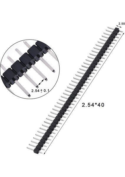 5 Adet 1X40 Pin Erkek Header Tek Sıra 2.54MM 180 Derece Kırılabilir