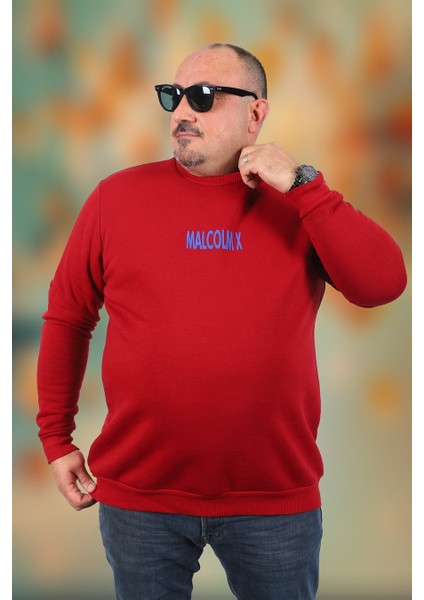 Mocgrande Büyük Beden Erkek Sweat Malcolmx 22735 Bordo