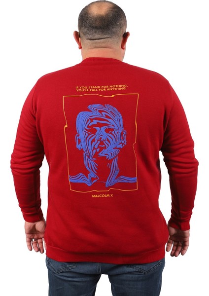 Mocgrande Büyük Beden Erkek Sweat Malcolmx 22735 Bordo modelleri