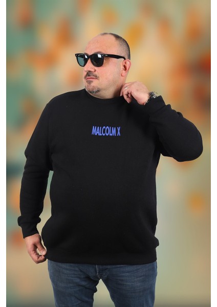 Mocgrande Büyük Beden Erkek Sweat Malcolmx 22735 Siyah