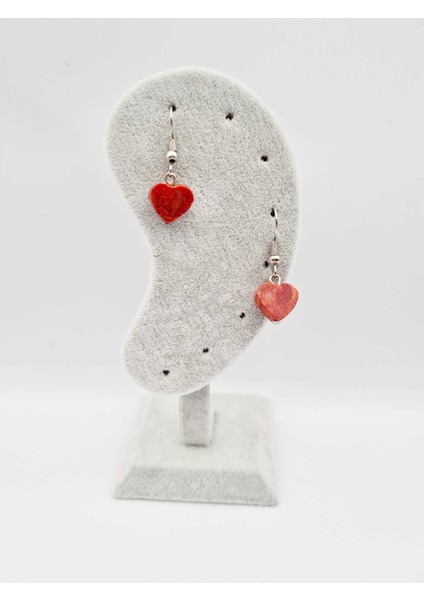 Doğal Taş Mercan Küpe Kalp fırsatları