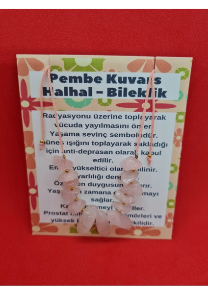 Pembe Kuvars Doğal Taş Halhal & Bileklik