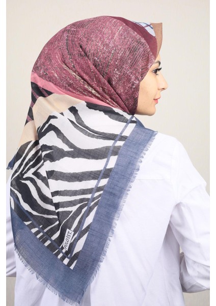 Desenli Keten Flamlı Eşarp - DESEN-577 - Renk-01