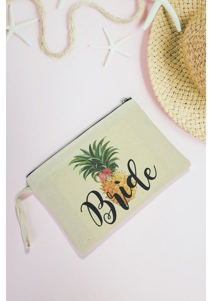 Ananas Temalı Bride Clutch Makyaj Çantası