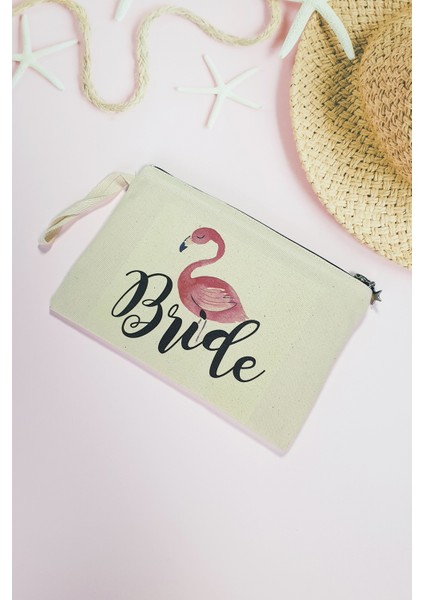 Flamingo Temalı Bride Clutch Makyaj Çantası