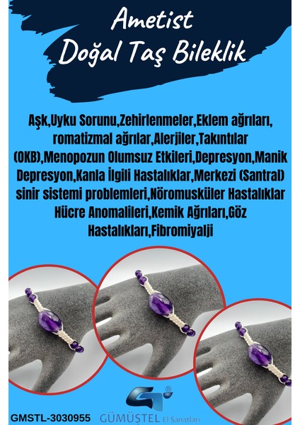 Ametist Doğal Taş Tasarım Bileklik Aaa Kalite fiyatları