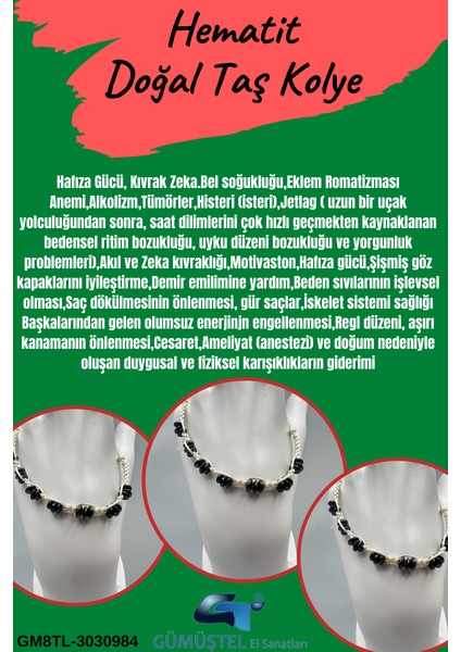 Hematit Doğal Taş Tasarım Bileklik Aaa Kalite Hafıza Konsantrasyon Kıvrak Zeka