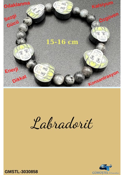 Unisex Labradorit Doğal Taş Çocuk Bilekliği
