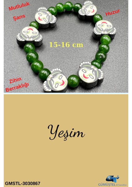 Unisex Yeşim Doğal Taş Çocuk Bilekliği