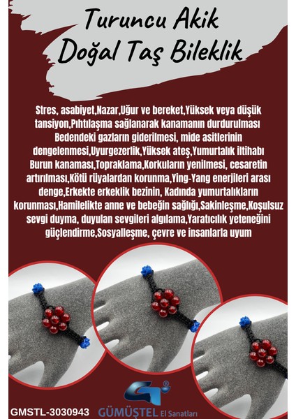 Turuncu Akik Doğal Taş Bileklik Asansörlü Kilit Sistemi Aaa Kalite El Yapımı Bileklik 6mm fiyatları