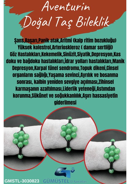 Aventurin Doğal Taş Bileklik Asansörlü Kilit Sistemi Aaa Kalite El Yapımı Bileklik fiyatları