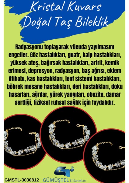 Kristal Kuvars Doğal Taş Bileklik Özel Tasarım fiyatları