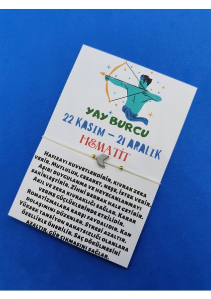 Yay Burcu Hematit Taşı Doğal Taş Bileklik