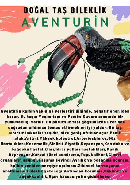 Aventurin Doğal Taş Bileklik Ayarlamalı Kilit Sistemi Her Bileğe Uyumlu