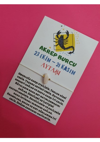 Akrep Burcu Aytaşı Doğal Taşlı Ip Burç Bilekliği