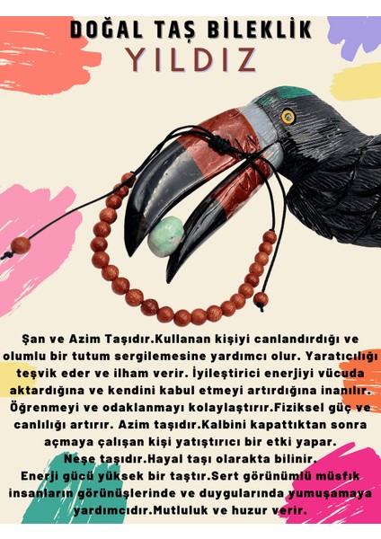 Yıldız Doğal Taş Bileklik Ayarlamalı Kilit Sistemi Her Bileğe Uyumlu