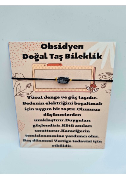 Doğal Taş Obsidyen Taşı Bileklik