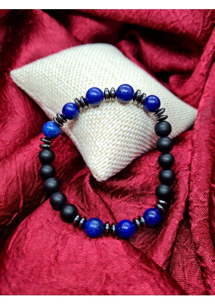 Lapis Lazuli & Hematit & Oniks Doğal Taş Bileklik