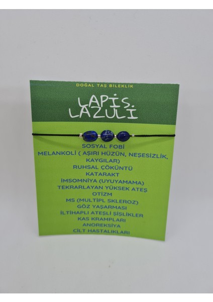 Lapis Lazuli Doğal Taş Bileklik Asansörlü Ayarlanabilir Kilit Sistemi