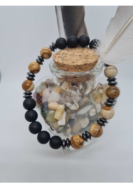 Jasper , Hematit , Oniks Doğal Taş Bileklik Tasarım modelleri