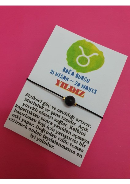 Boğa Burcu Yıldız Doğal Taş Ip Burç Bilekliği