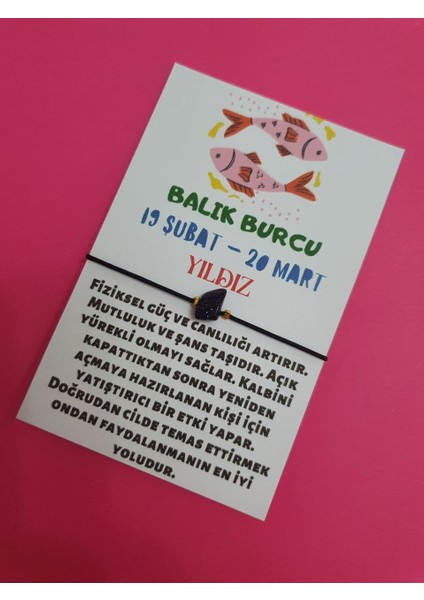Balık Burcu Yıldız Doğal Taşlı Ip Burç Bilekliği