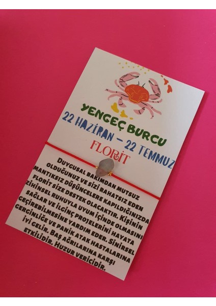 Yengeç Burcu Florit Doğal Taşlı Ip Burç Bilekliği