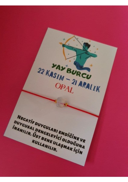 Yay Burcu Opal Doğal Taşlı Ip Burç Bilekliği