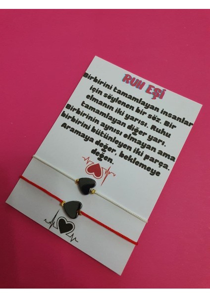 Ruh Eşi Kalp Hematit Doğal Taşlı Ip Bileklik
