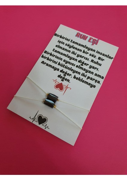 Ruh Eşi Hematit Mıknatıslı Çift Bilekliği Doğal Taşlı Ip Bileklik