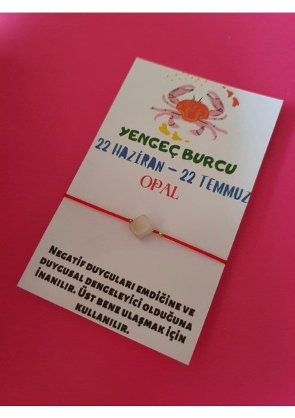 Yengeç Burcu Opal Doğal Taşlı Ip Burç Bilekliği