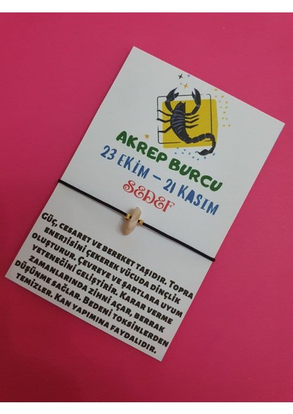 Akrep Burcu Sedef Doğal Taşlı Ip Burç Bilekliği