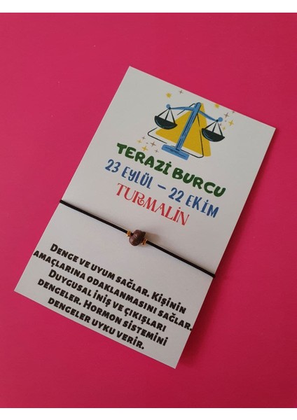 Terazi Burcu Turmalin Doğal Taşlı Ip Burç Bilekliği