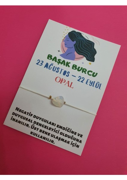 Başak Burcu Opal Doğal Taşlı Ip Burç Bilekliği