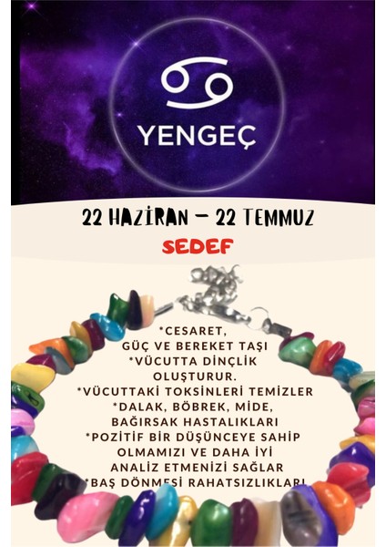 Burç Taşı Yengeç Burcu Sedef Taşı Bileklik