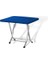 Metal Ayaklı Katlanır Masa 80X80 cm 4 Adet Metal Ayaklı Sandalye Takımı Mavi 2
