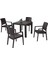 Rattan Takım 90X90 Camlı Masa 4 Kişilik Kollu Sandalye Bahçe Balkon Teras Takımı 1