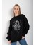 Kadın Çizgili Figür Baskılı Oversize Sweatshirt 1