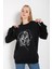 Kadın Çizgili Figür Baskılı Oversize Sweatshirt 2