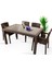 Rattan Masa Takımı 80x140 Camlı Masa 4 Kişilik Rattan Sandalye Bahçe Balkn Teras Takımı Kahverengi 1
