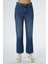 Elıza Cropped Orta Mavi Straight Fit Fermuarlı Jean Pantolon C 4518-078 2