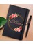 Gift Kişiye Özel Çiçek Tasarımlı Siyah Defter ve Metal Versatil Kalem(0,7 Kurşun) Hediye Seti-18 2