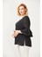 3206 Kolları Fisto Detaylı Büyük Beden Bluz Siyah 4