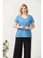 3204 Fistolu Kısa Kollu Büyük Beden Şık Bluz Mavi 1